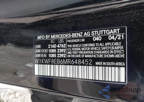 2021 Mercedes-Benz C 300 4Matic from USA, damaged, VIN W1KWF8EB6MR648452